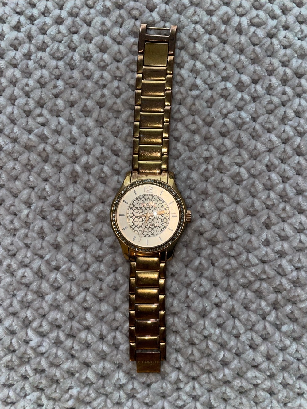 Coach Gold-Tone Crystal Accent Bracelet Watch
